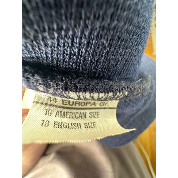 Neiman Marcus 16 Cerruti $550 Alpinit Long Cardigan Sweater Swiss Wool Navy Blue - Picture 9 of 9